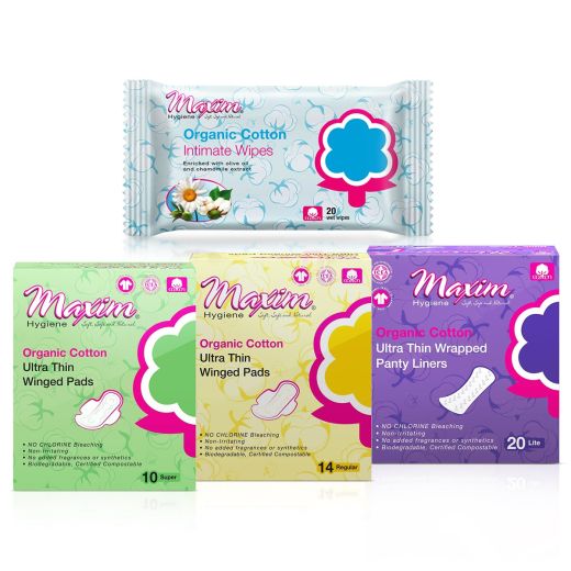 Organic Cotton Pads/Liner, Intimate Wipes, Combo