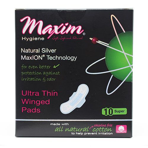MaxION - Ultra Thin Winged Sanitary Pads, Nighttime/Super